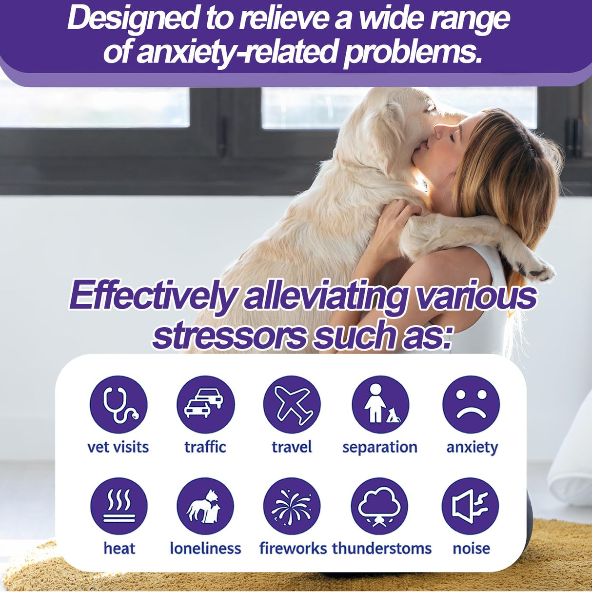 Dog Calming Pheromones Diffuser & 6 in 1 Kit Appeasing Dog Pheromone Diffuser to Calm (2 Plug in+4 x48ml Refill) Dog Calming Diffuser Anxiety Reduce Aggression Fighting Barking Stress 120 Day Supply