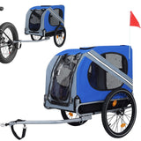 Large Dog Trailer for Bike, Folding Bike Trailer for Dogs with 18.9" Wheels, 120LB Capacity All-Terrain Pet Carrier, Universal Bicycle Coupler (Blue+Grey)