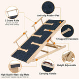 Dog Ramp Adjustable 5 Heights, Non-Slip Design with Leather Handle for Easy Transport & Storage, Perfect for Beds and Couches-Ideal for Small to Large Dogs