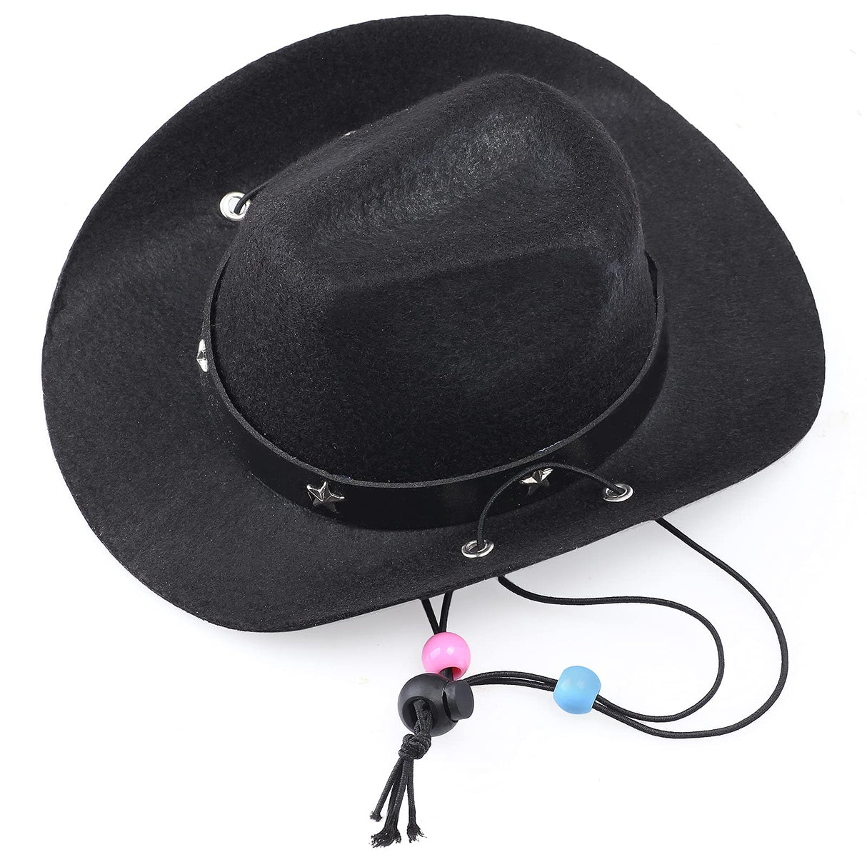 Yewong Pet Cowboy Costume Accessories - Dog Cat Pet Size Cowboy Hat and Bandana Scarf West Accessories for Puppy Kitten Party Festival and Daily Wearing Set of (Black Hat+White Bandana)