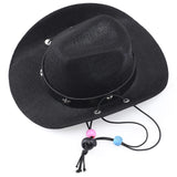 Yewong Pet Cowboy Costume Accessories - Dog Cat Pet Size Cowboy Hat and Bandana Scarf West Accessories for Puppy Kitten Party Festival and Daily Wearing Set of (Black Hat+White Bandana)