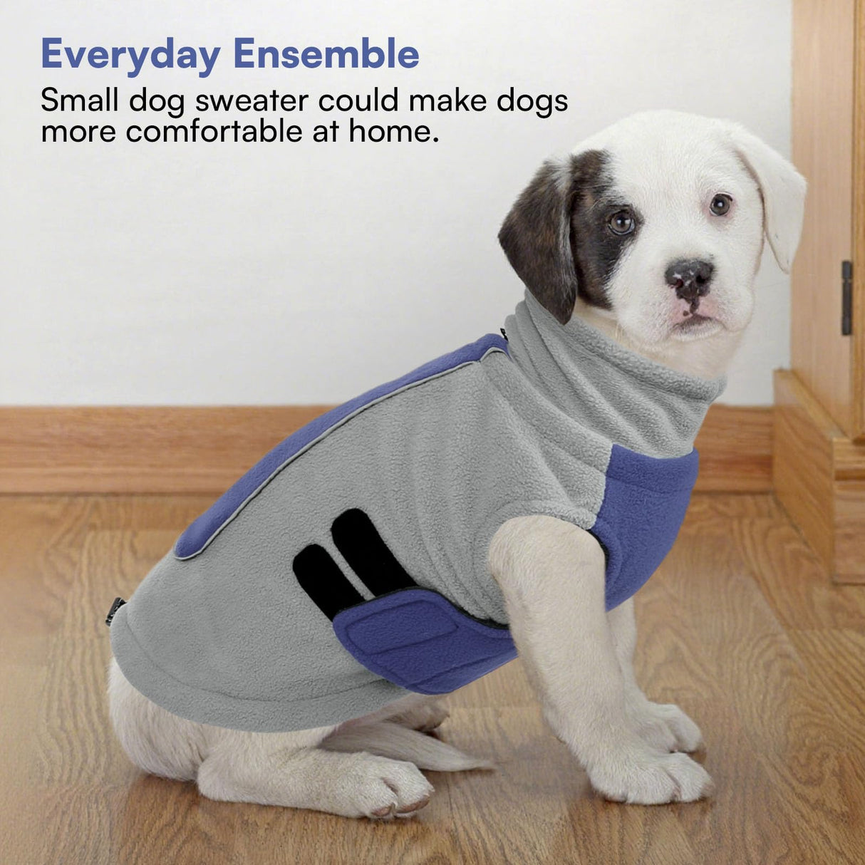 Queenmore Dog Sweater Male Female Dog Christmas Sweater Winter Jacket Coats with Leash Hole for XL Dogs Fleece Dogs Sweaters for Large Pets Collie Pitbull, Blue XL