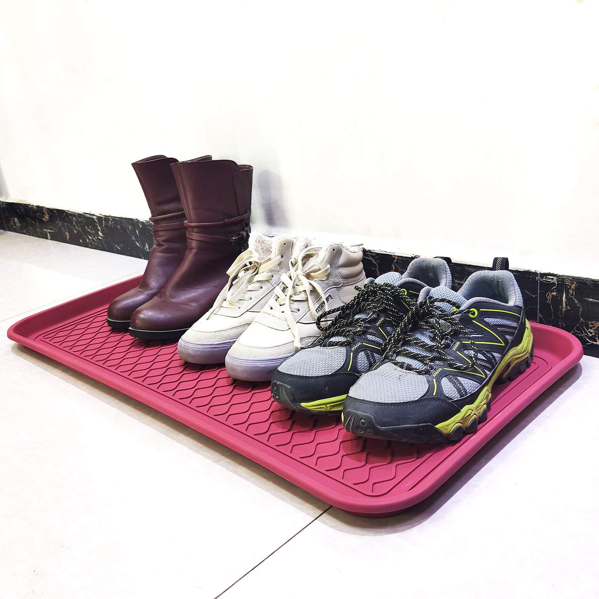 Boot Tray 2 Pack Large Multifunctional Boot Mat Washable Indoor or Outdoor Tray Mat for Shoes Boots Plants Pots Paint Tins Pet Bowls Car Storage, 30 x 15 x 1.2 Inches