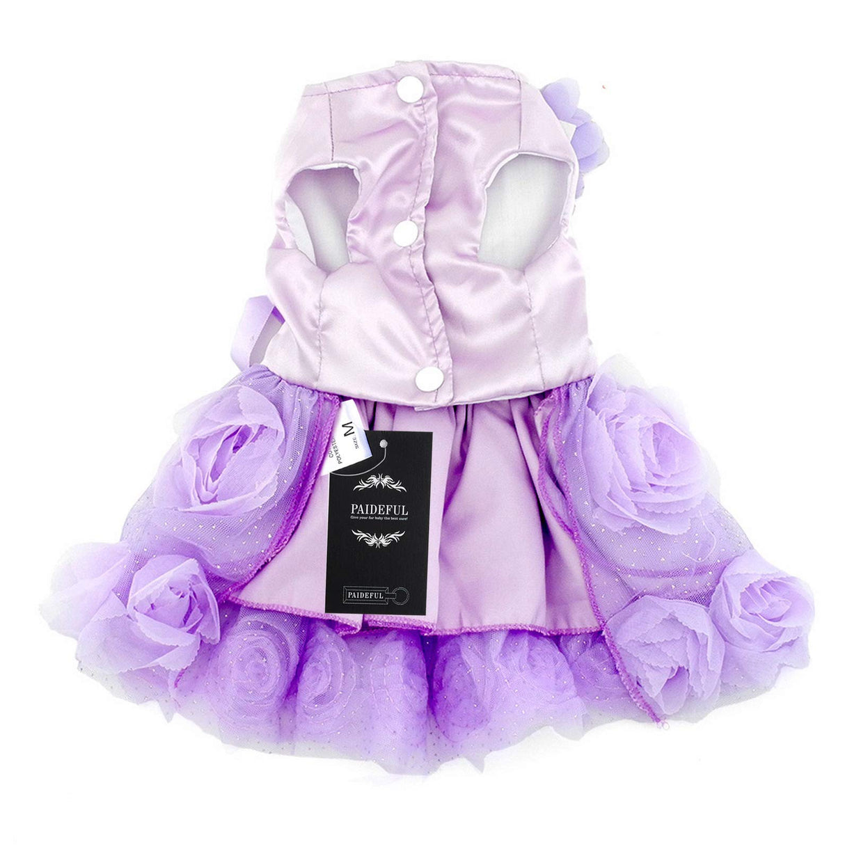 PAIDEFUL Pet Dress for Small Dog Girls Luxury Puppy Wedding Dress Rose Flower Lace Tutu Skirt Silky Bow Birthday Party Dog Clothes,Purple,Size XL
