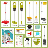 Dreamon Toddler Cleaning Set - 14Pcs Kids Cleaning Toy Set with 2-in-1 Kids Vacuum That Really Works, Pretend Home Cleaning Play Set for Toddler Age 3-7, Christmas Birthday Gift for Girls Boys（Red）