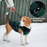 Pedgot 6 Pieces Warm Fleece Vest With Leash Ring - Dog Sweatshirt Winter Pet Clothes Plaid Pullover for Puppy Small Dogs Cat, Large