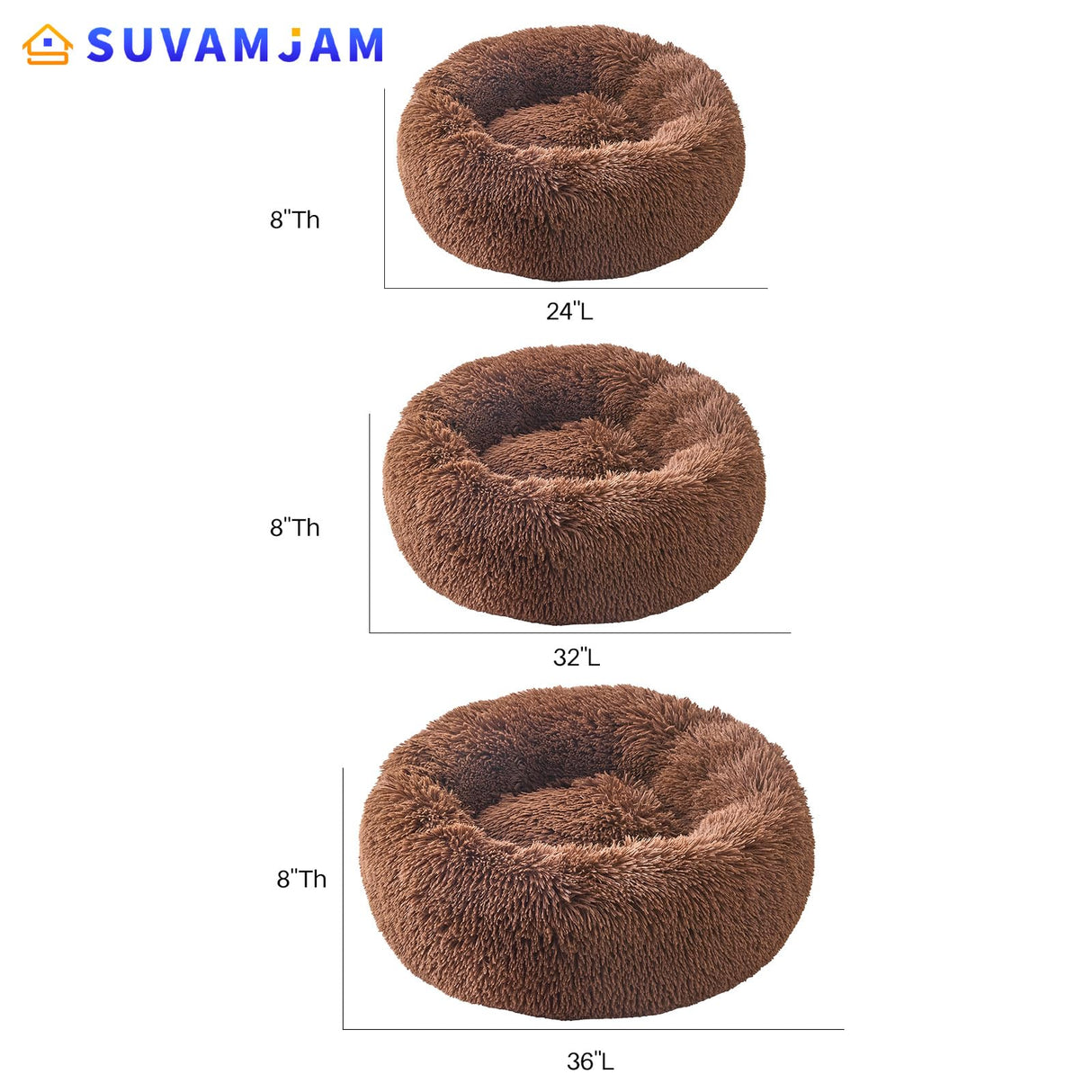 Comfort Donut Dog Bed for Small Dogs, Cat Bed & Pet Bed for Indoor Use, Medium Size with Soft Plush, Round Dog Beds for Large Dogs and Cats(Coffee,36''Lx36''Wx8''Th)