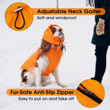 LeleTail Large Dog Winter Coat with Back Zipper & Detachable Scarf, Waterproof Warm Dog Snow Jacket, Dogs Puffer Vest for Golden Retriever, German Shepherd, Orange 2XL