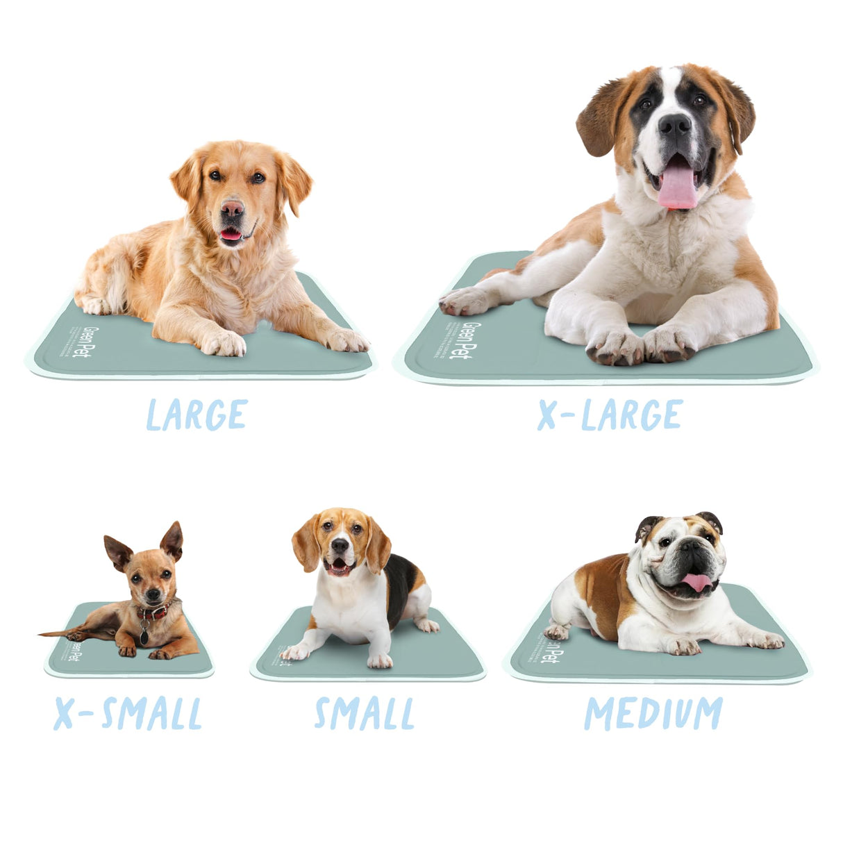 The Green Pet Shop Cool Pet Pad - Large, Sage Grey - Self-Cooling, Pressure Activated Mat for Dogs & Cats from 46-80 lbs - Non-Toxic Gel, No Water Needed