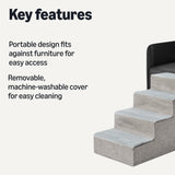 Amazon Basics Dog Steps, 18.7" H, 4-Step Pet Stairs for High Bed Couch and Sofa, Non-Slip Bottom, for Indoor Dogs and Cats, Grey