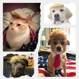 Pet Cat/Dog Blonde Wig with Tie - Iconic and Playful Toupee Hat, Cosplay Dress Up Clothing Costume Halloween Accessories (Red&Blue, S)