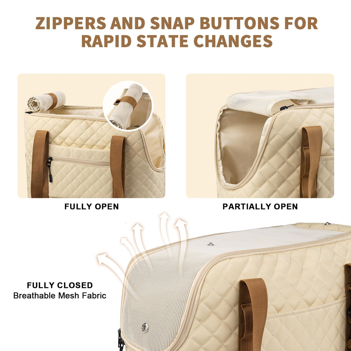 Dog Purse Carrier for Small Dogs, Soft Sided Pet Carrier with Pockets, Foldable Dog Carrier Purse for Puppy, Rabbit, Cat, Washable Breathable Pet Carrier, Dog Carrier Bag for Outdoor Shopping Travel