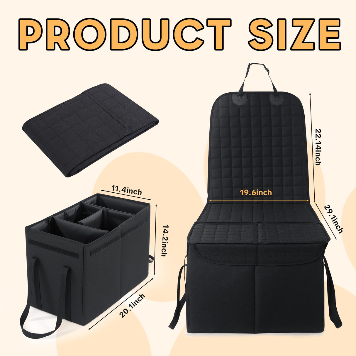 HOMBYS Detachable 2-in-1 Back Seat Extender for Dogs, Full-Coverage Pets Car Seat Cover & Storage Organizer, Waterproof Seat Protector for Cars, TruVs, Trucks (with Zipper Combination, Large)
