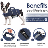 AOFITEE Dog Life Jacket, Dog Life Vest with Zipper and High Flotation, Reflective Dogs Swimming Vest, Adjustable High Buoyancy Pet Swimsuit Lifesaver for Small Medium and Large Dogs, L