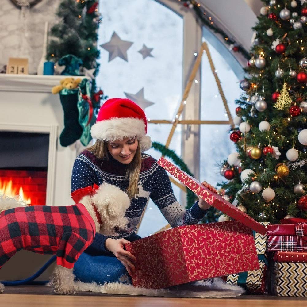 Dog Pajamas Large Sized Dog Buffalo Plaid Christmas Pajamas Soft Flannel Pet Clothes Warm and Cozy Pjs for Dogs(XL)