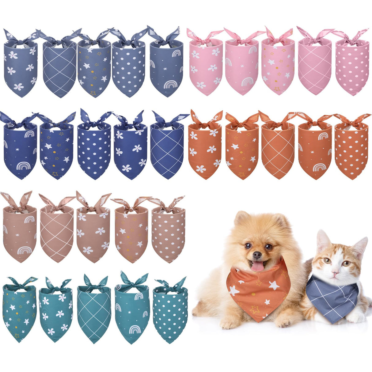 Silkfly 30 Pack Dog Bandanas Bulk Buffalo Plaid Dog Bandana Summer Spring Cat Puppy Bibs Washable Scarf Triangle Adjustable Daily Handkerchief Pet Costume Outfit for Small Medium Girl and Boy