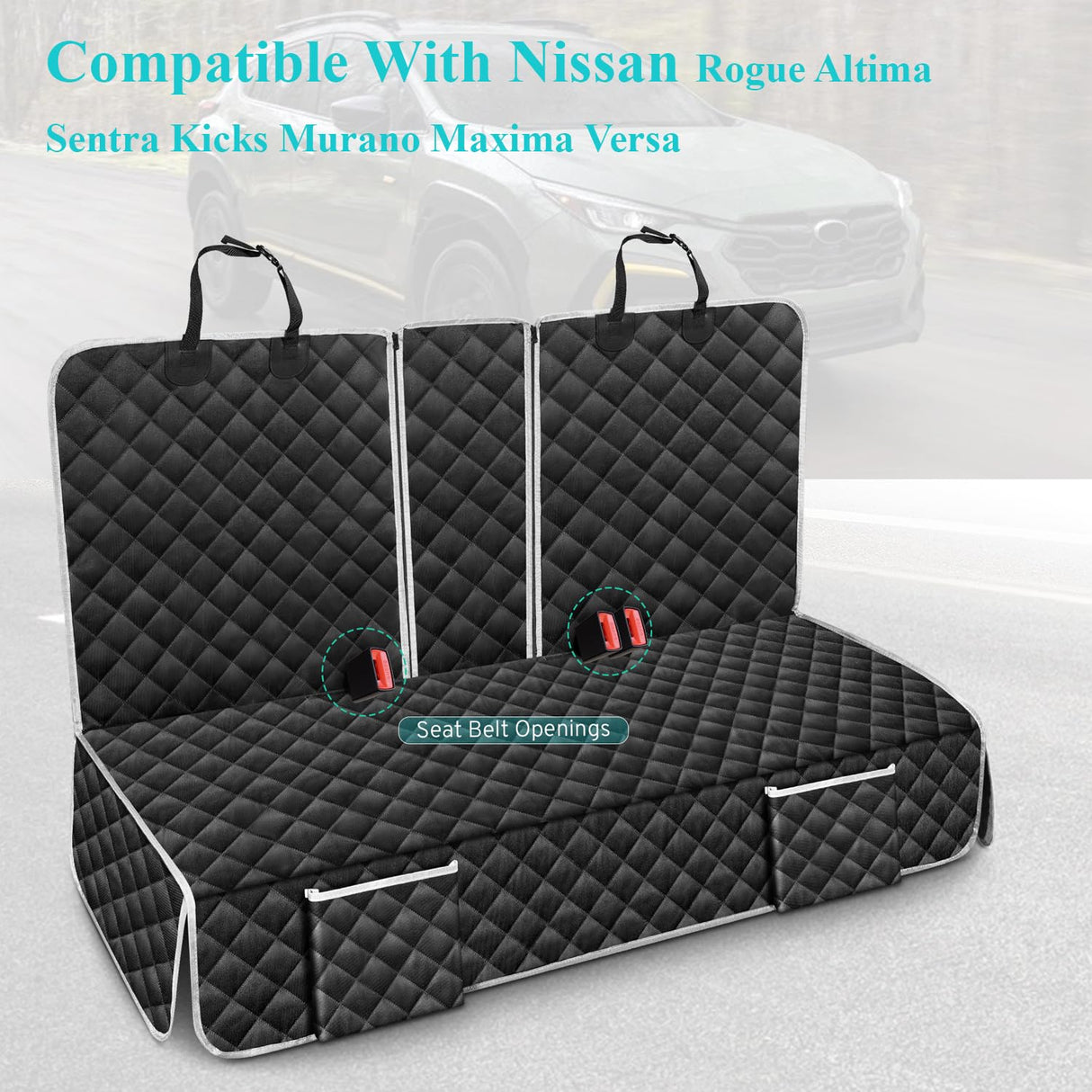 Dog Car Seat Cover Compatible with Nissan Rogue Altima Sentra Kicks Murano Maxima Versa Back Seat Accessories, Waterproof Pet Bench Backseat Covers with Non-Slip Backing 2000-2026