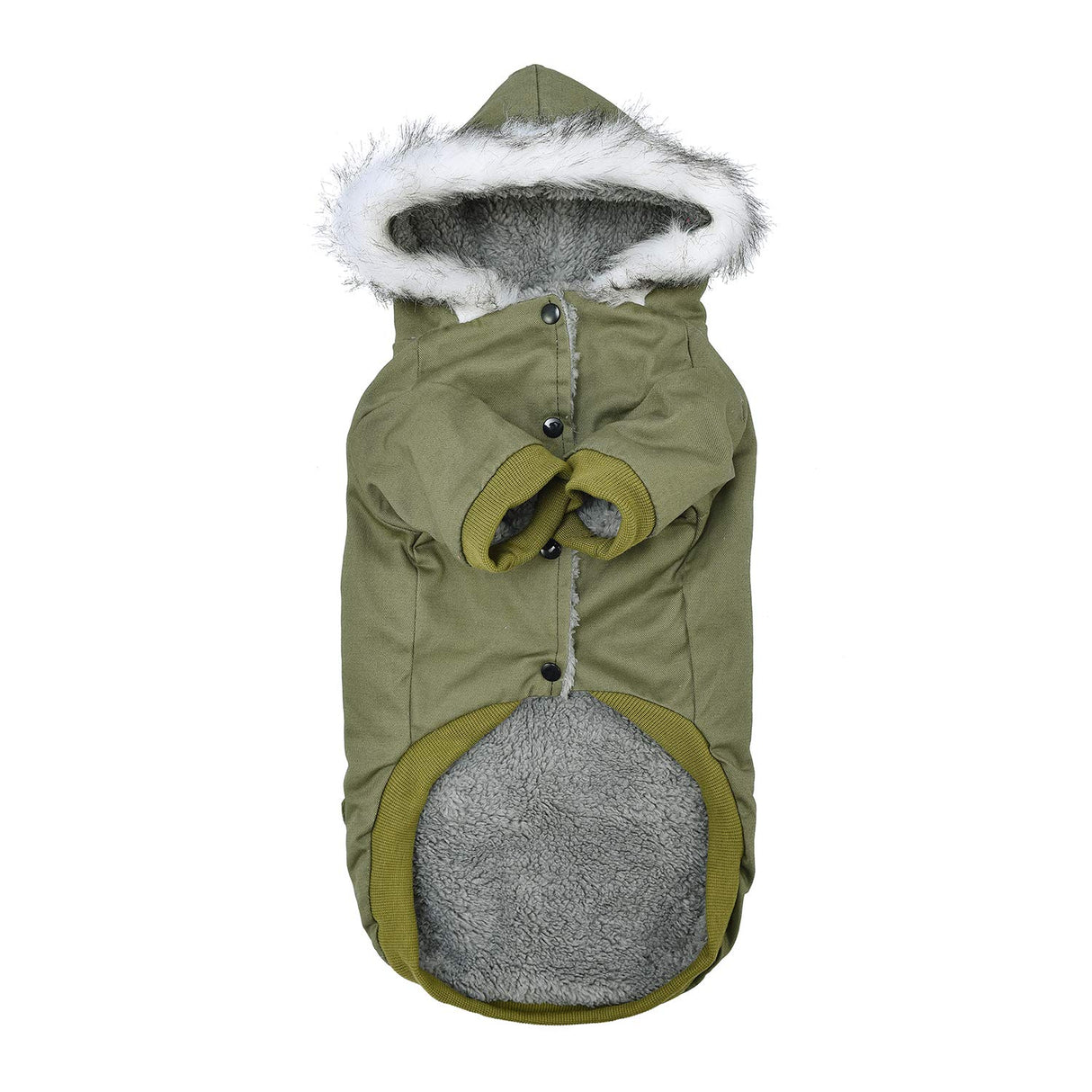 DYAprWu Warm Dog Hooded Trench Coat Windproof Parka Jacket for Cold Weather (XXL, Green)