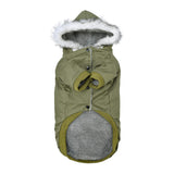 DYAprWu Warm Dog Hooded Trench Coat Windproof Parka Jacket for Cold Weather (XXL, Green)