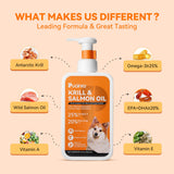 PUAINTA Krill and Salmon Oil for Dogs & Cats for Healthy Skin and Coat, 25% Max Omega 3 for Dog Fish Oil Supplement with EPA & DHA, Vitamin A, E for Dry Skin, Itchy & Allergy Skin Relief -8 oz, Liquid