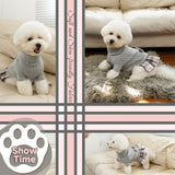 YUDODO Dog Sweater Dress for Dogs Girl with Bowtie Turtleneck Knitted Pet Dress Dog Winter Clothes Warm Sweaters for Puppy Yorkies Chihuahua Grey L