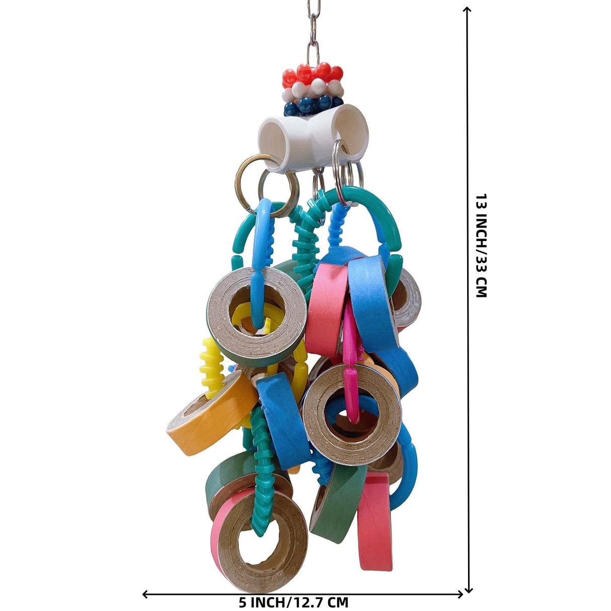 ToughRight Fatty Bagel Cascade 24Pcs Bird Toys for Parrots Durable Cardboard Chewing Shredding Foraging 1.75“ for Medium & Large Parrot Amazons Mini Macaws African Greys Cockatoos Eclectus Senegal