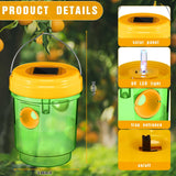 6 Pack Wasp Traps Outdoor Hanging Fly Traps with UV LED Light Solar Powered Hornet Trap Non-Toxic Reusable Hornet Traps Wasp Killer for Indoor Outdoor Patio Garden Home (Green)