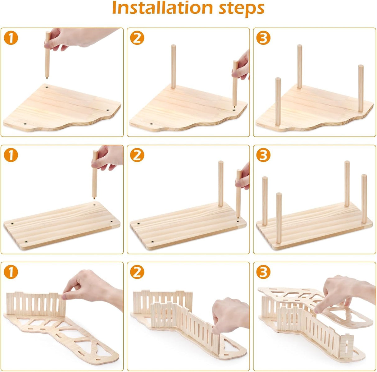 3-Piece Set Hamster Platform Play Wooden for Dwarf Syrian Hamsters Gerbils Mice or Other Small Pets