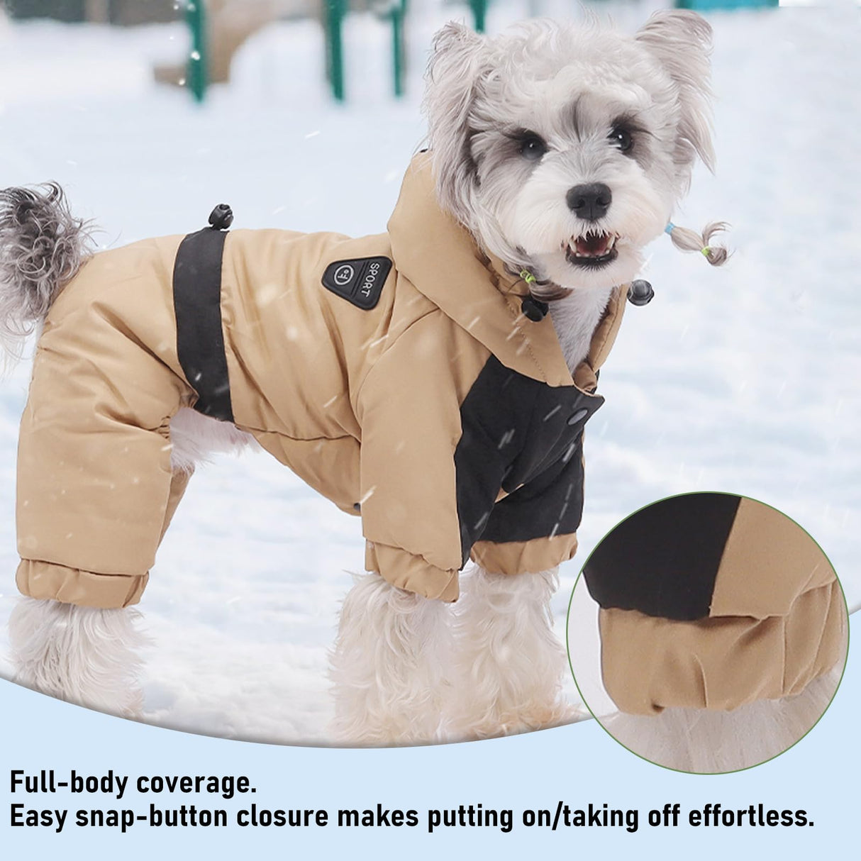 Duuclume Warm Dog Coat with Hood,Waterproof Windproof Winter Full Body Dog Jacket Snowsuit,Adjustable Cold Weather Pet Clothes