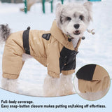 Duuclume Warm Dog Coat with Hood,Waterproof Windproof Winter Full Body Dog Jacket Snowsuit,Adjustable Cold Weather Pet Clothes