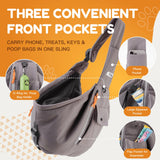 Tirige Pet Sling Carrier for Small Dogs and Cats, Hands-Free Crossbody Bag with Safety Leash, Multiple Pockets, Gray, 5-15 lb