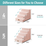 COZY KISS Dog Stairs for Small Dogs, 17.7" Extra Wide Right-Angle Pet Stairs for Couch and Beds, Anti-Slip Dog Steps for Old Cats and Lowrider, 17.7x23.6x17.7 inch, Pink