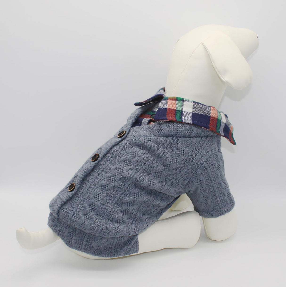 Petzzi Pet Warm Dog Clothes Dog Sweater for Small Puppy Medium Large Dogs Cat Sweaters with Shirt Collar Buttons Pink Blue Cable Sweaters - Noah (X-Small, Blue)