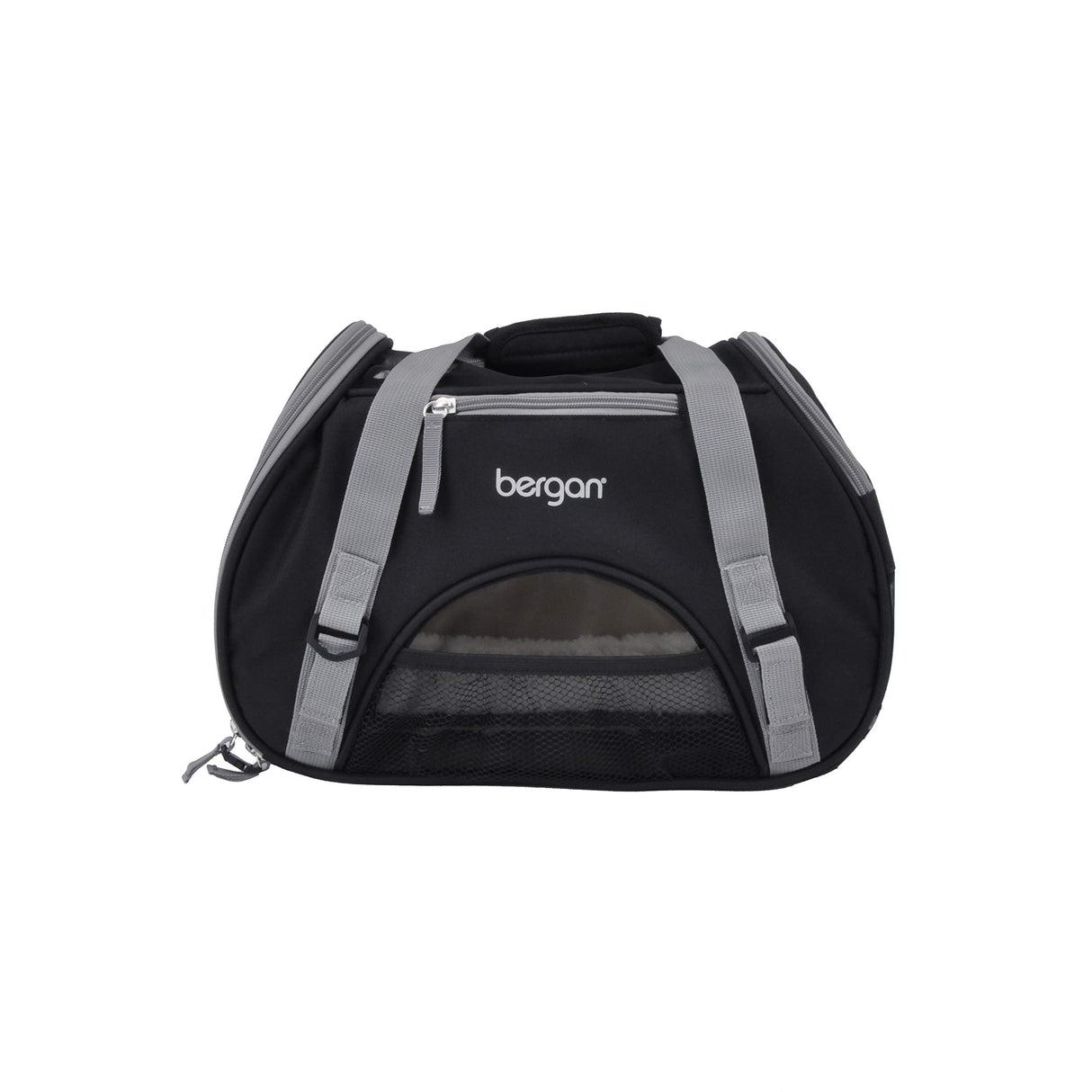 Coastal Pet Bergan Comfort Carrier - Breathable Travel Carrier for Dogs & Cats - Black & Grey, 16" x 8" x 11"