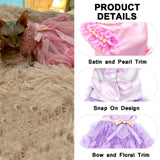 SMALLLEE_Lucky_Store Pet Small Dog Wedding Dress with Bowknot Birthday Party Costume Satin Rose Pearls Girl Formal Dress Cat Tutu Pink, Medium