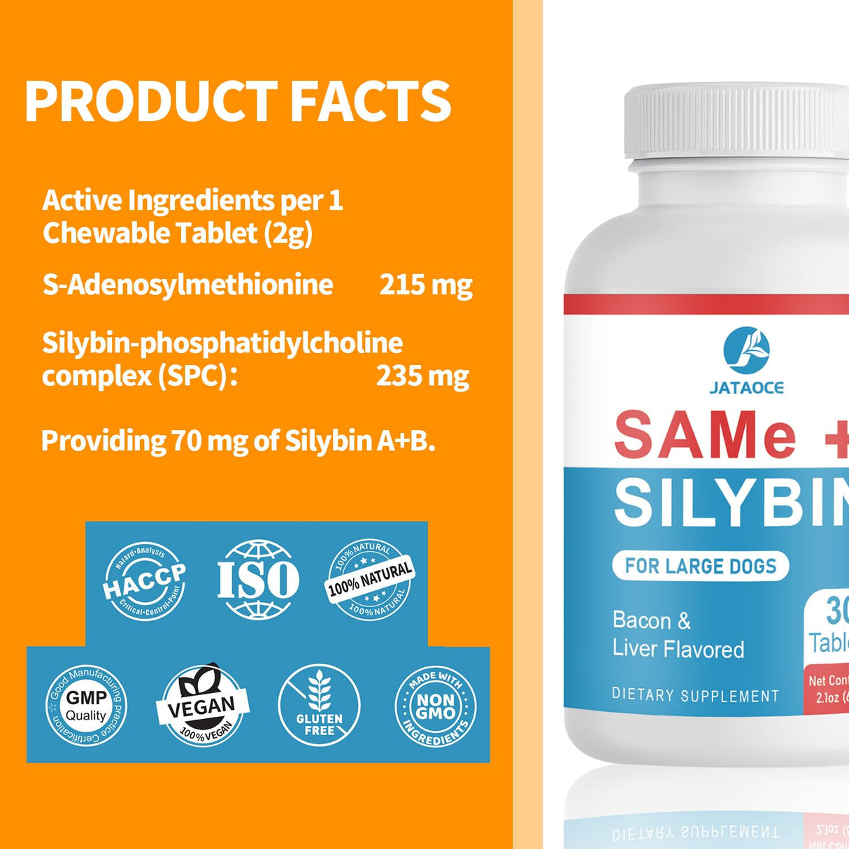 Same and Silybin for Dogs - S-Adenosyl-L-Methionine, Same for Dogs, Liver Supplements for Dogs, Hepatic Supplement for Liver & Brain, Dog Liver Support (Same+Silybin), All Dogs (Under 120 lbs)