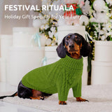Queenmore Dog Sweater, Knit Turtleneck Long Sleeve Pet Sweater for Winter, Soft Warm Pullover with Stylish Patterns, Comfortable Cozy Dog Clothes for Small Dogs Puppy Chihuahua Yorkie (Green,XS)