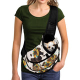 Snilety Sunflower Pet Sling Carrier for Small Dogs Cats Cow Print Cat Sling Carrier Breathable Puppy Carriers for Travel Walk Hands Free Cat Crossbody Shoulder Bag