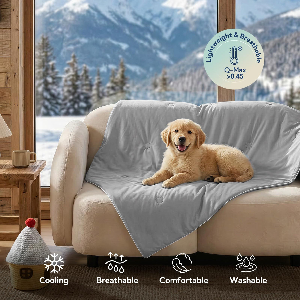 Soulbond Cooling Blanket for Medium Dogs - Q-MAX>0.45, Washable Pet Throw Blanket for Cats & Puppies, Breathable Pets Self-Cooling Blanket Furniture Protector for Couch, Sofa (29x40 Inch, Dark Gray)