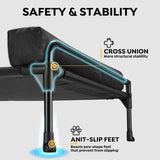 Veehoo Elevated Raised Dog Bed-Cooling Outdoor Dog Cot Bed for Large Sized Dogs Three-Sided Fence Raised Pet Cot with Mesh & No-Slip Feet Dog Hammock Bed with Removable Bolster-41 x 27" Black