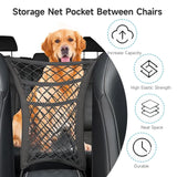 GAOSPD Dog Car Barrier Net with Storage Pockets Universal Adjustable 3-Layer Pet Cars Barrier with 4 Hooks for SUVs & Sedans Keep Pets Safe & Car Organized Cars Mesh Organizerm (M)