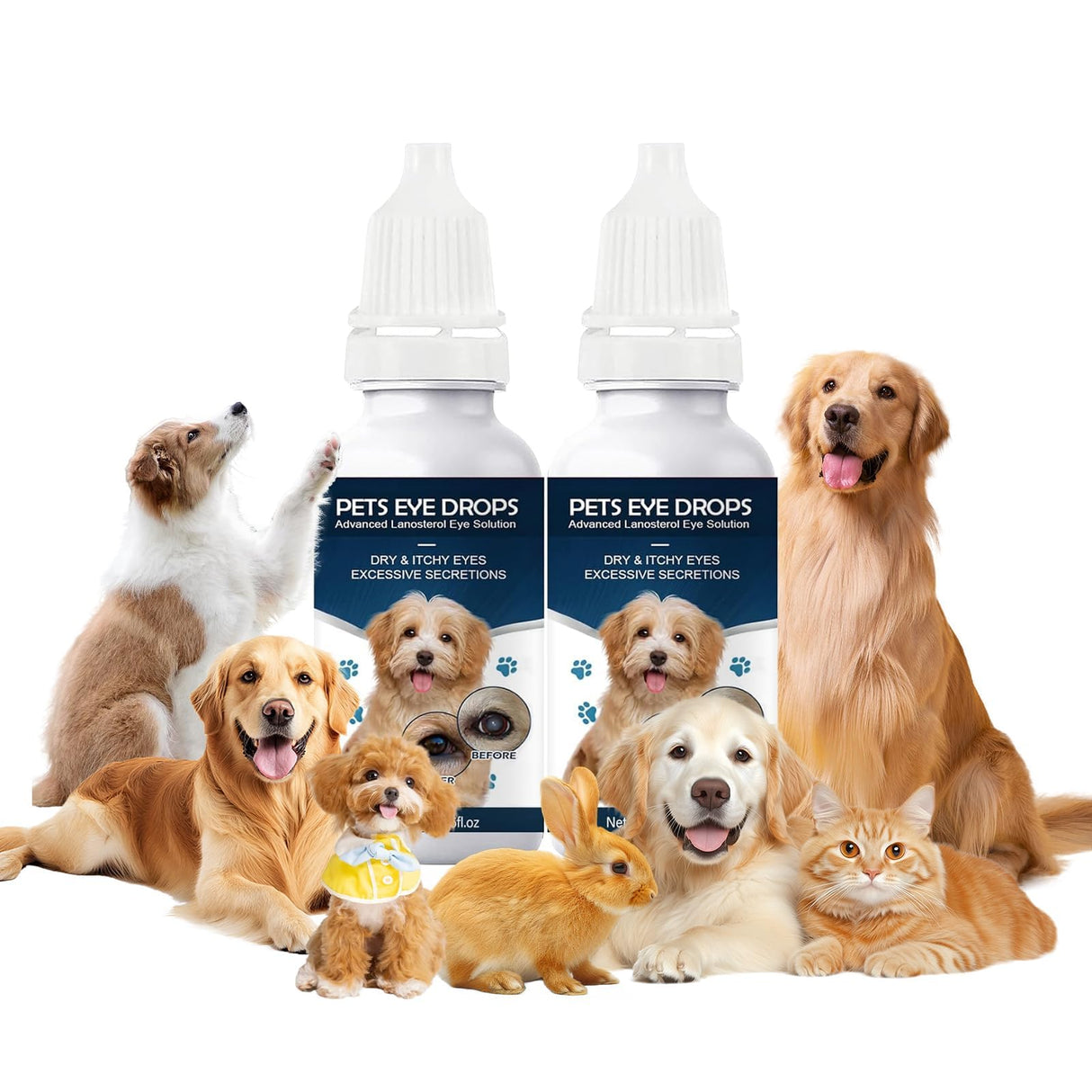 BrennenstuhlCataract Drops for Dogs - Pet Dog Eye Drops for Relieving Eye Itching and Clean Tear Stains - Removing Eye Stains - Improving Clarity - All Natural Pet Eye Health Care (2Pcs)