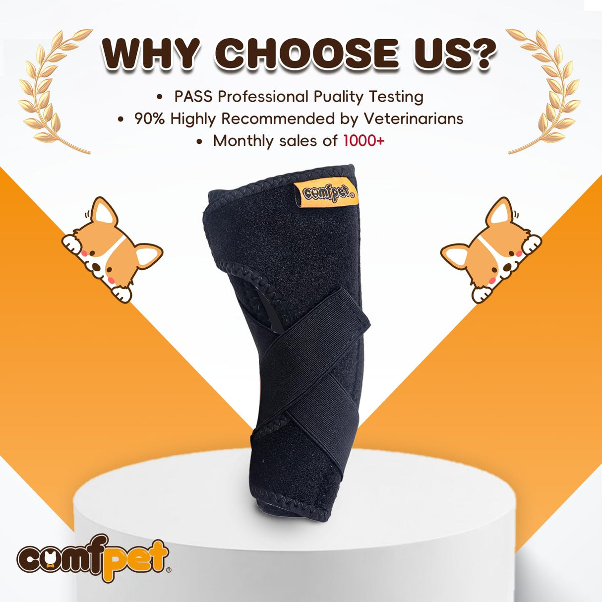 COMFPET Dog Hock Brace for Small Dogs (5-15 lbs), Adjustable Hind Leg Support Wrap for Chihuahua, Pomeranian, Yorkie, Arthritis, ACL Tears & Lameness Relief - Size S