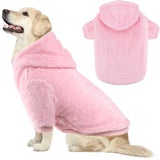 Fuzzy Dog Hoodie Sweater for Large Dogs Warm Winter Dog Clothes with Double-Sided Plush Fleece Soft Stretchy Pet Coats Hooded Sweatshirt for Medium Large Dogs