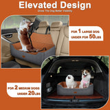 Large Dog Car Seat for Medium/Large Dog Under 55 lbs - Elevated Booster Car Seat for 2 Small Dogs,Removable and Washable,Filling Memory Foam with Safety Leashs and 2 Pockets