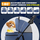 Dog Stroller, 4 Wheels Pet Stroller for Small & Medium Dogs, One-Click Foldable Cat Strollers Up to 45 Ibs with Storage Basket, Cup Holder and Breathable Mesh
