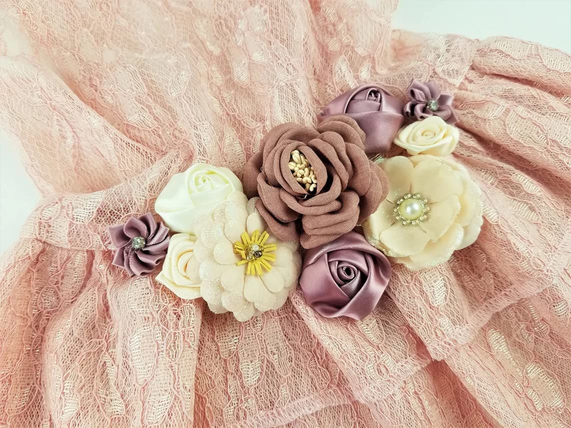 The Josefina - Mauve, Blush & Ivory Wedding Dog Dress | Pink Dog Flower Girl Dress XS-5XL (18-24 lbs)