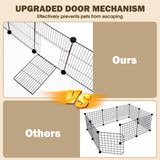 PAWING 12 Panels Small Animal Playpen with Waterproof Mat - Durable Metal Wire Yard Fence for Guinea Pigs, Kittens, Puppies, Hamsters, and Hedgehogs - Indoor & Outdoor Pet Cage