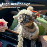 Kinphony Cat Costume & Puppy Clothes 2-Piece Set, Soft Warm Lamb-Fleece Jacket & Breathable Knit Sweater for Small Dogs & Kittens, Size Large