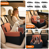 Dog Car Seat for Small/Medium Dogs Under 35lbs, Soft Booster Car Seat with Detachable Washable Cover and Cushion, Memory Foam Pet Car Seat with Safety Belt and Storage Pockets, Puppy Dog Car Bed